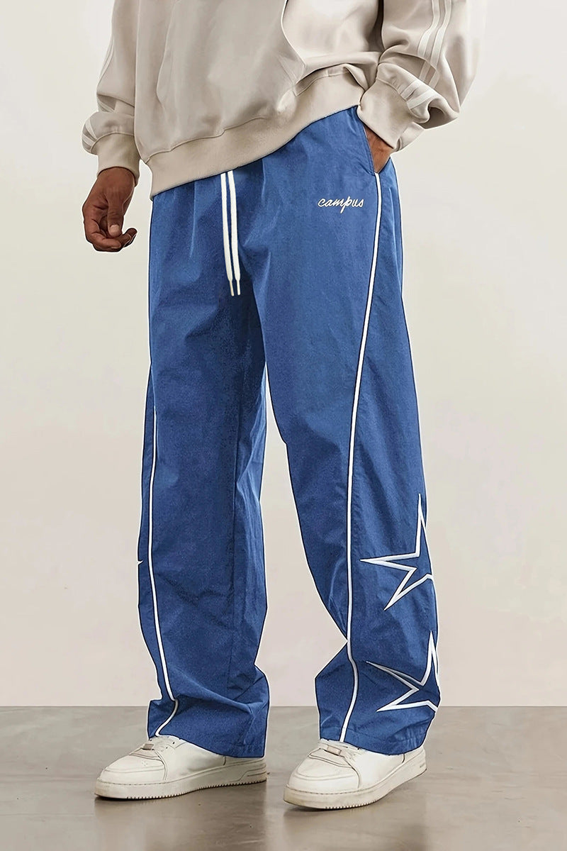 Striped five-star workwear casual straight-leg pants