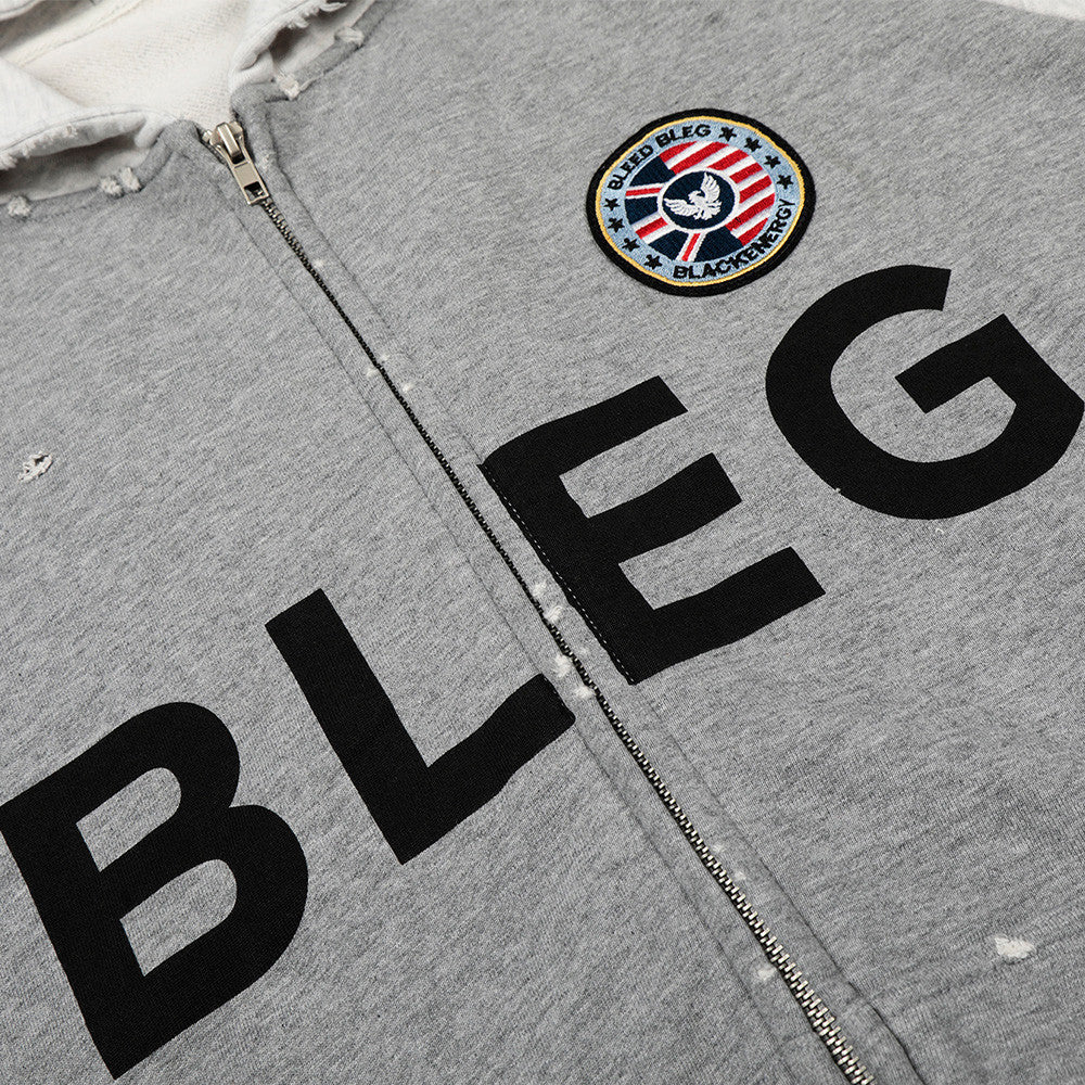 Color blocked letter hooded cardigan sweatshirt