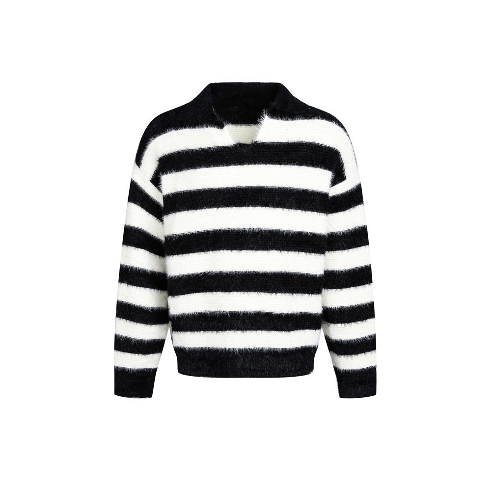 PARISIEN Striped V-Neck Sweater – Clean Fi