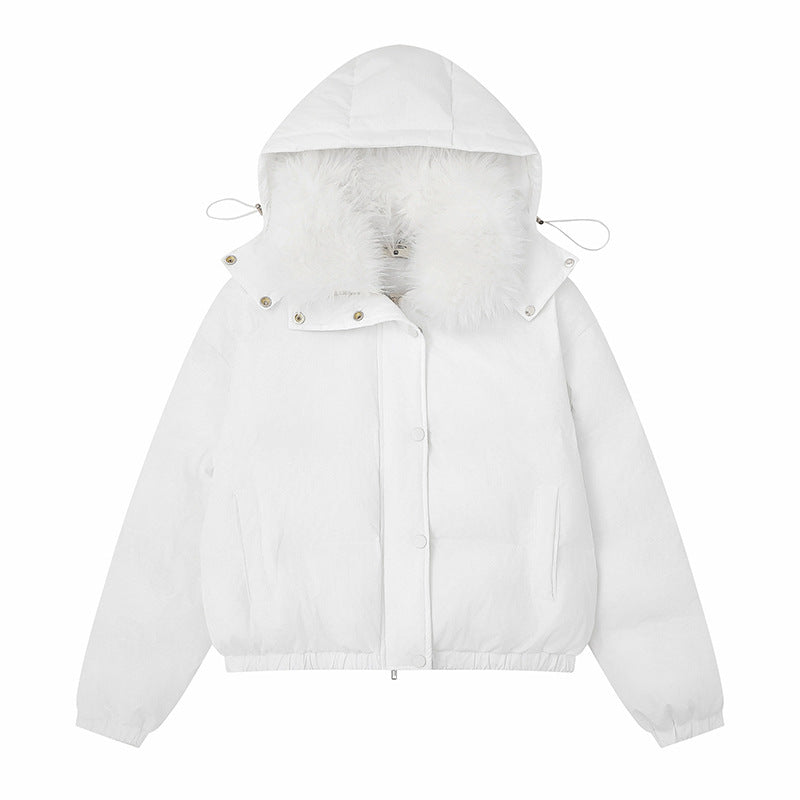 Collar Hooded Cotton Coat Loose Thick Warm Cotton Jacket Outerwear