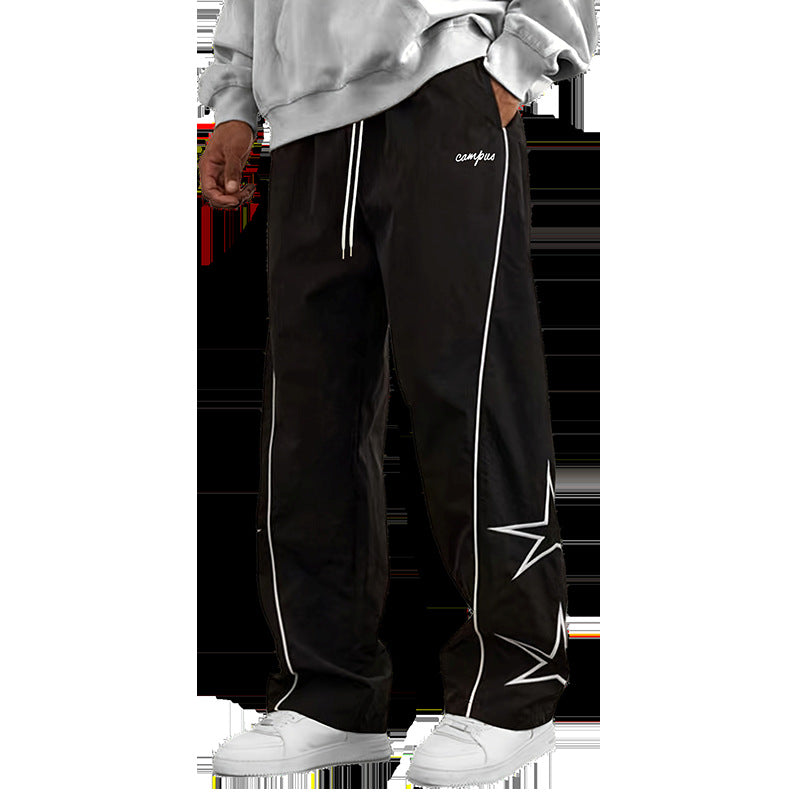 Striped five-star workwear casual straight-leg pants