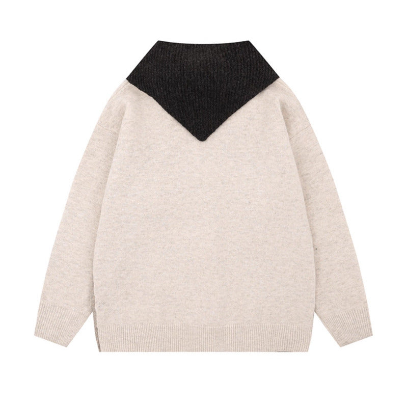 Cute Cat Shawl Knit Sweater Women Loose Lazy Style Top