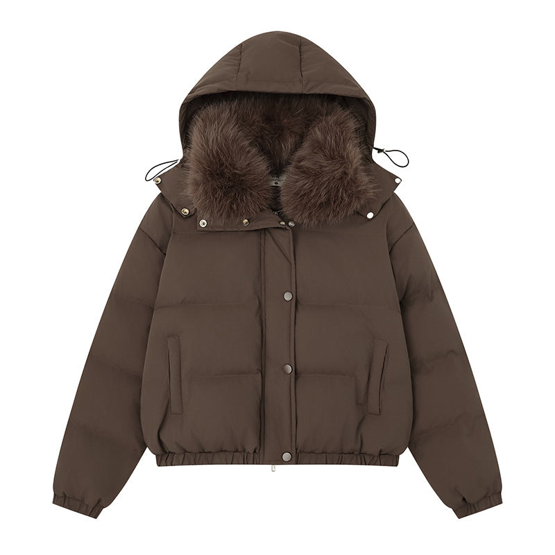 Collar Hooded Cotton Coat Loose Thick Warm Cotton Jacket Outerwear