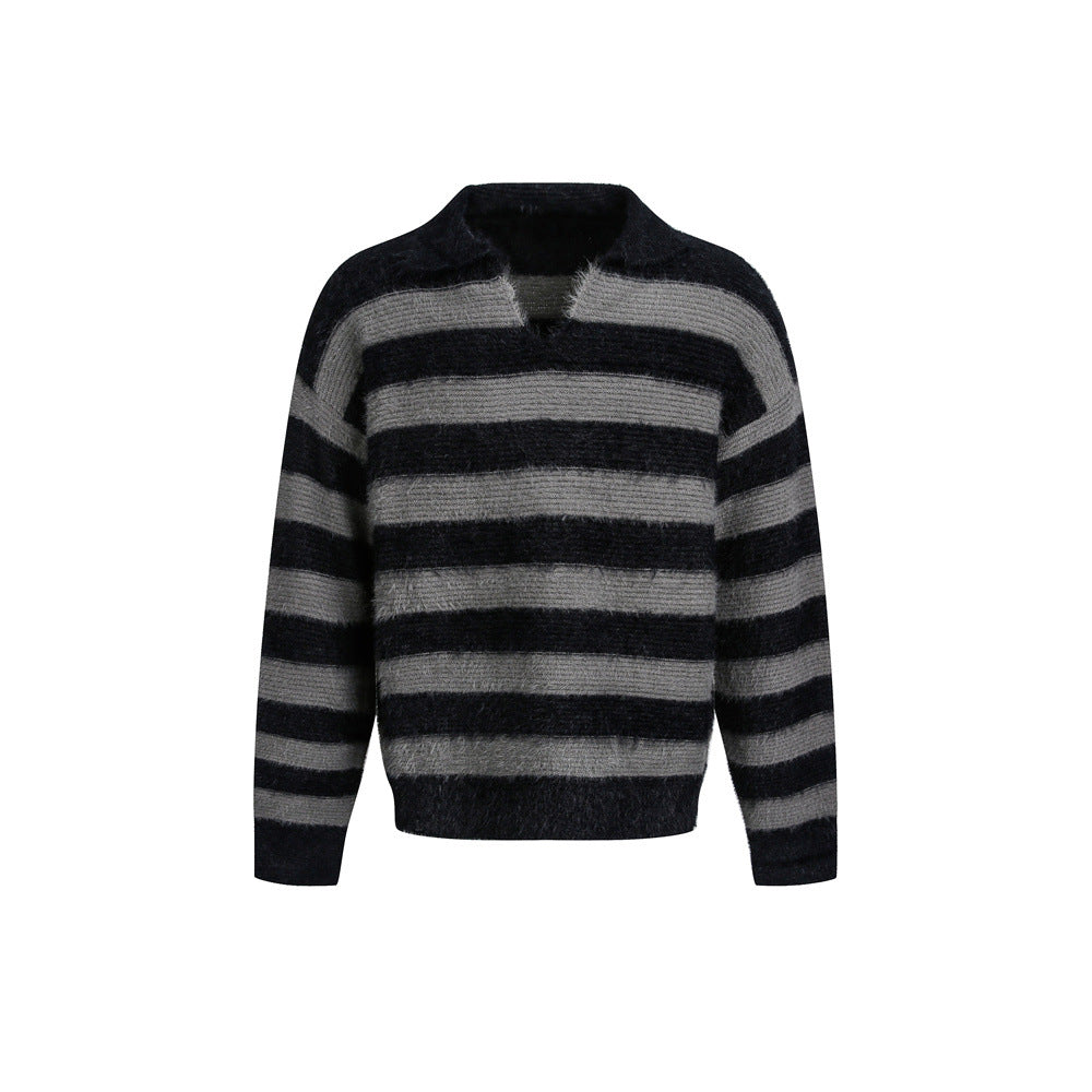 PARISIEN Striped V-Neck Sweater – Clean Fi
