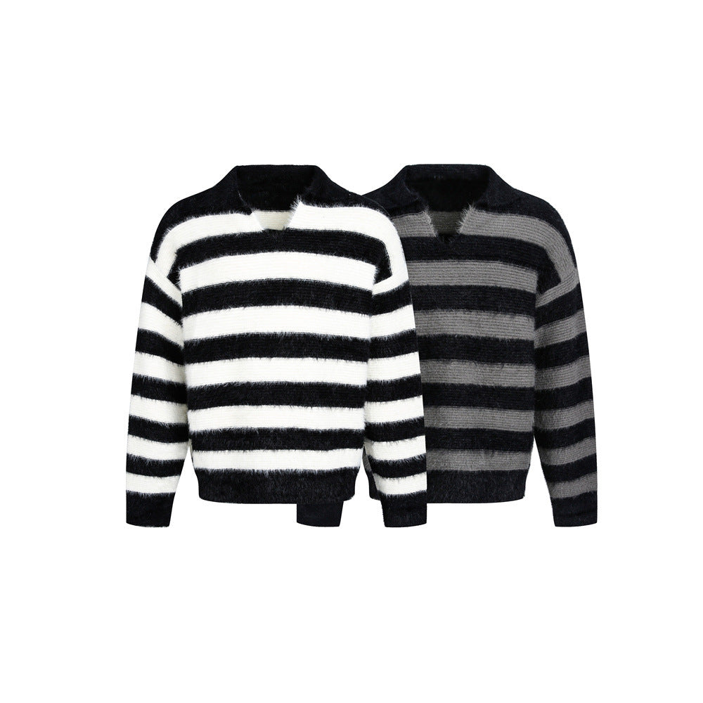PARISIEN Striped V-Neck Sweater – Clean Fi