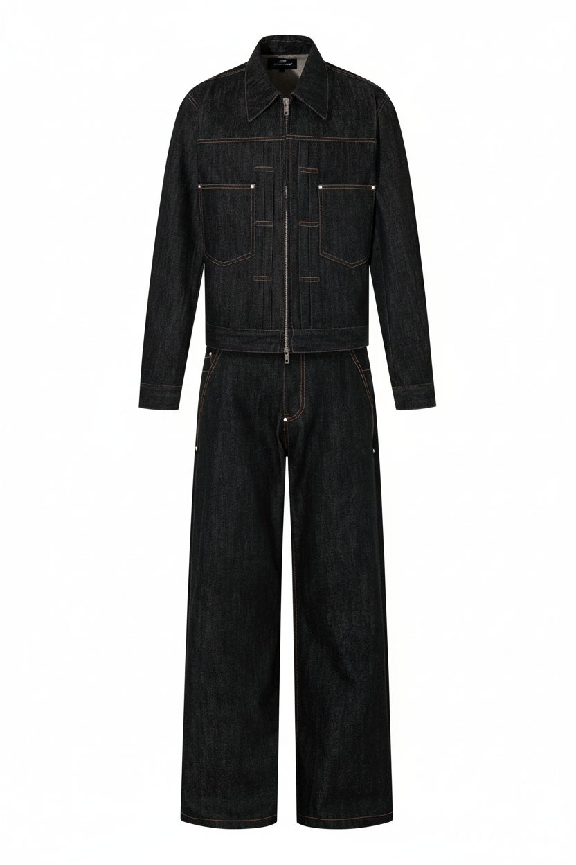 ATELIER Washed Denim Jacket on mannequin with white background