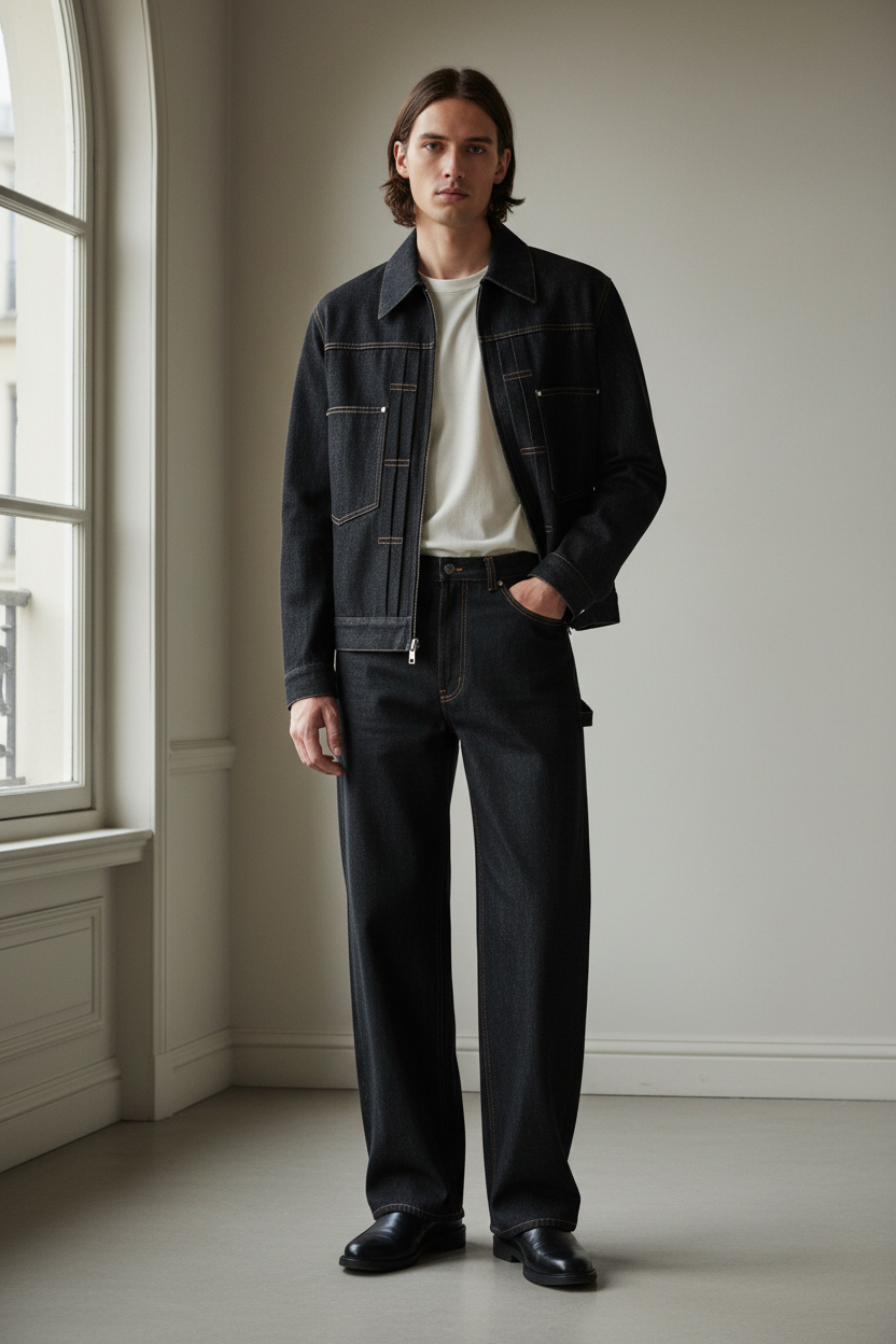 ATELIER Washed Denim Jacket – Vintage Tone model image