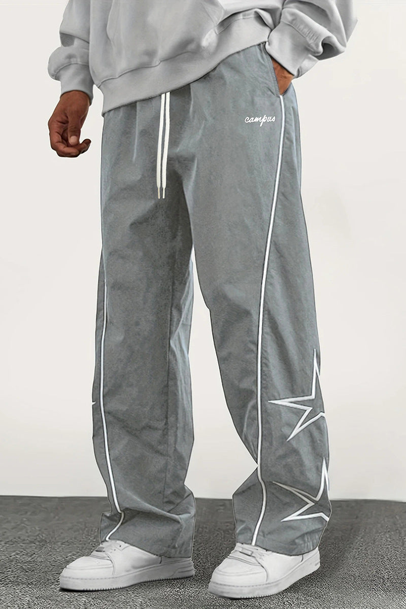 Striped five-star workwear casual straight-leg pants