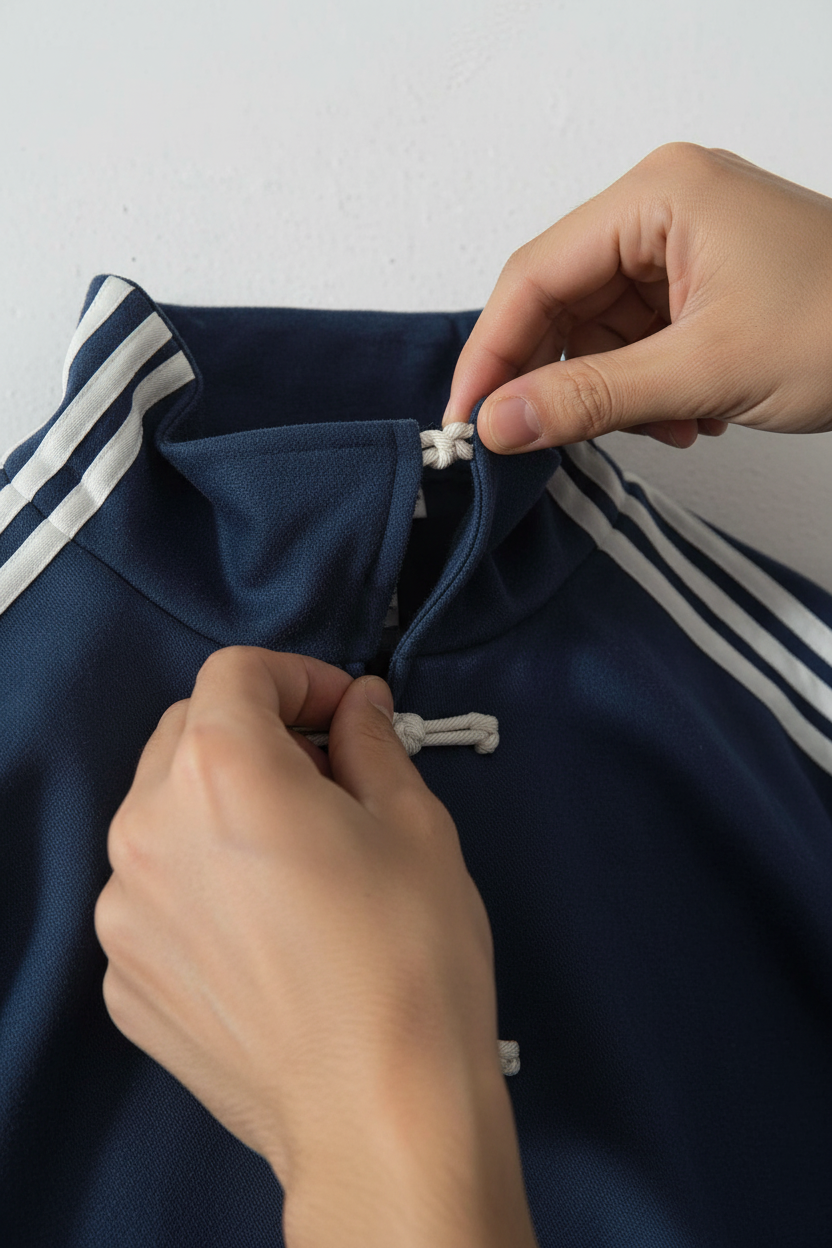 Close-up of collar jacket texture and craftsmanship