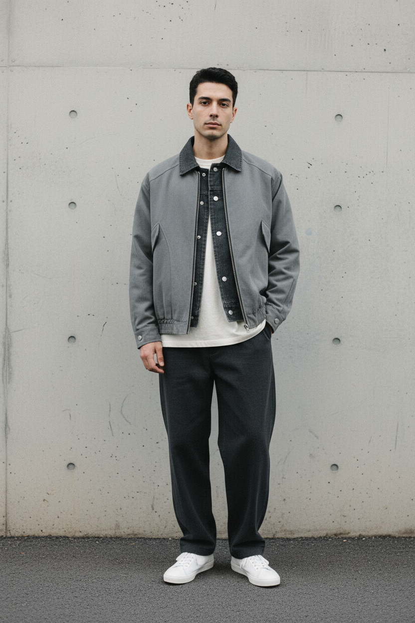 Embroidered Baseball Jacket Styled