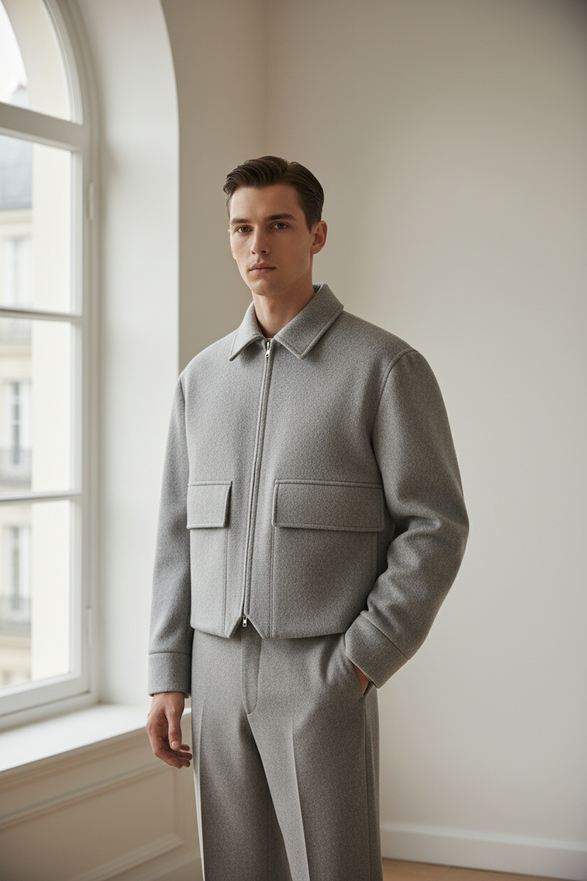 Half-padded wool jacket model image