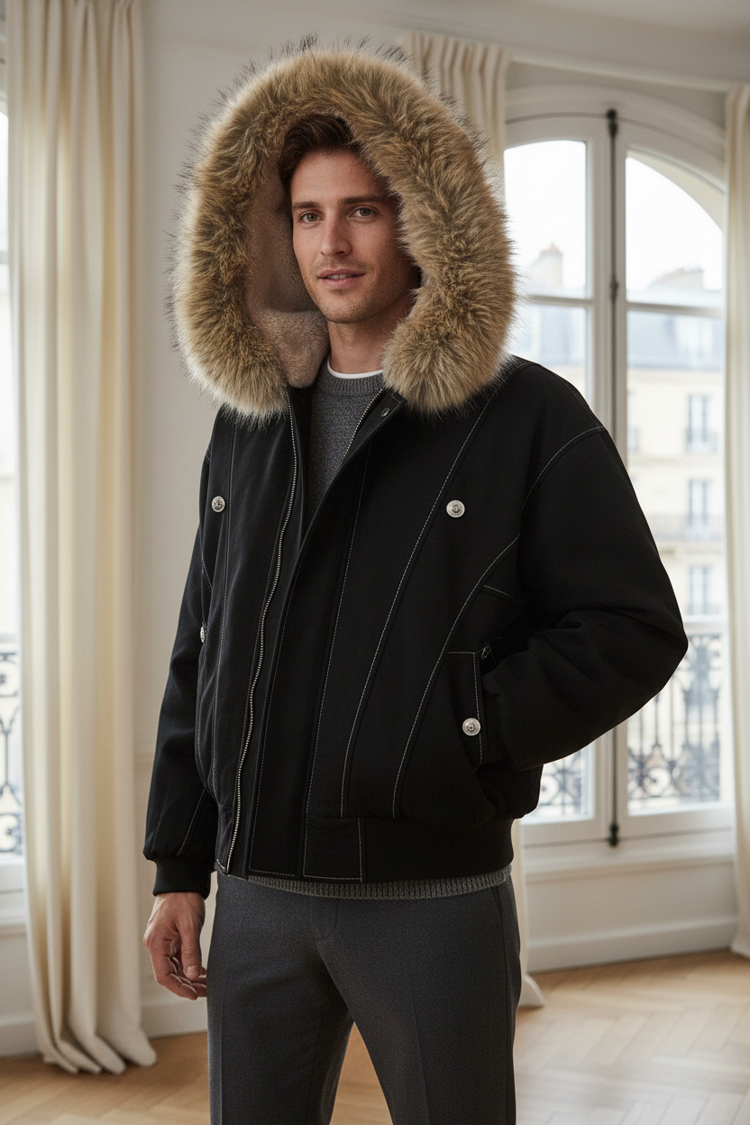 LUMIÈRE Hooded Coat model image - alternate view