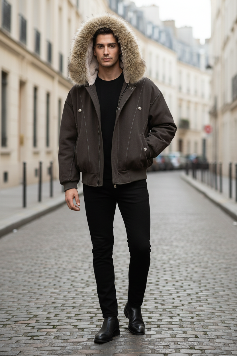 LUMIÈRE Hooded Coat model image