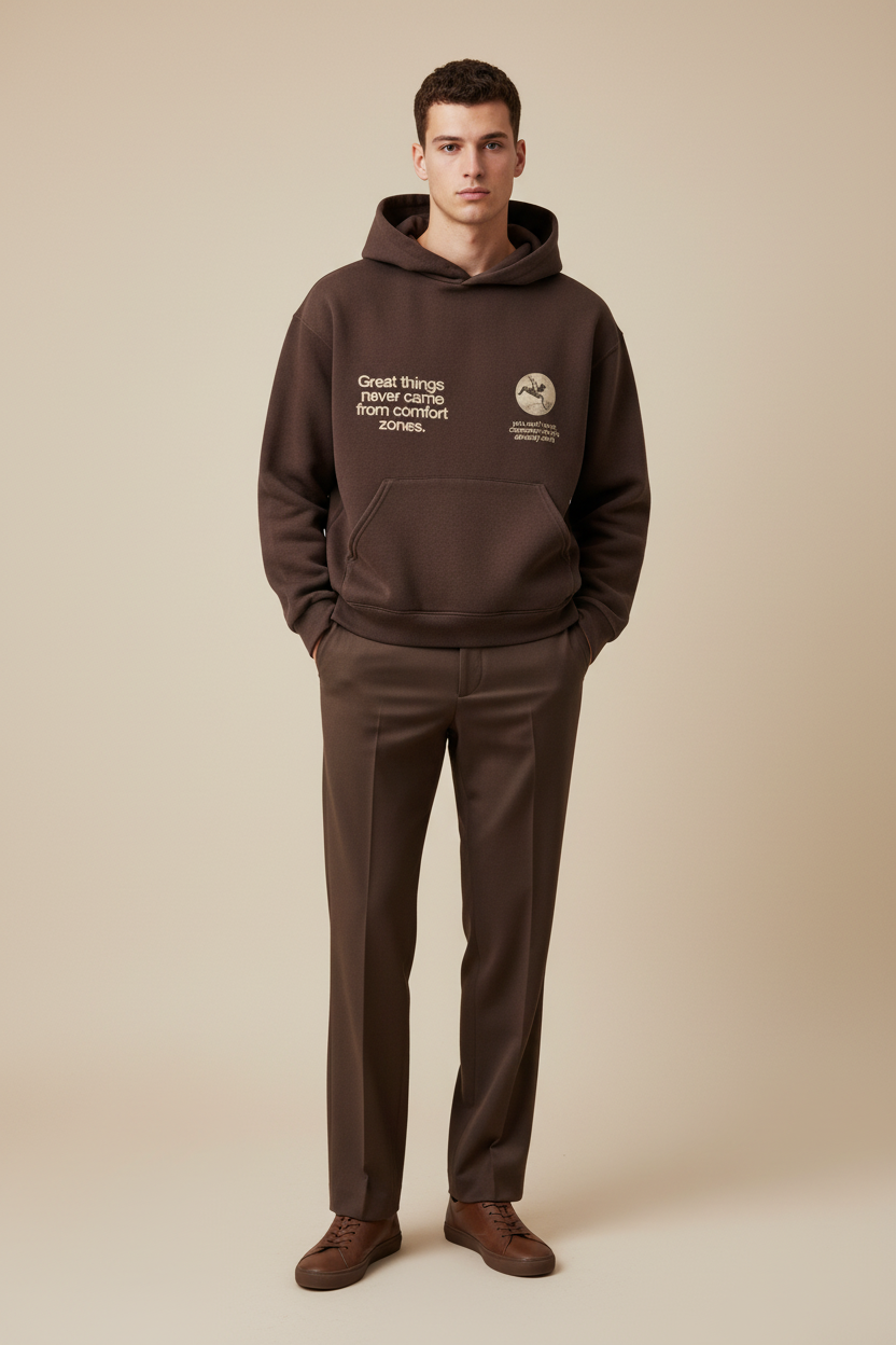 Male model wearing ESSENCE Hoodie - Relaxed pose