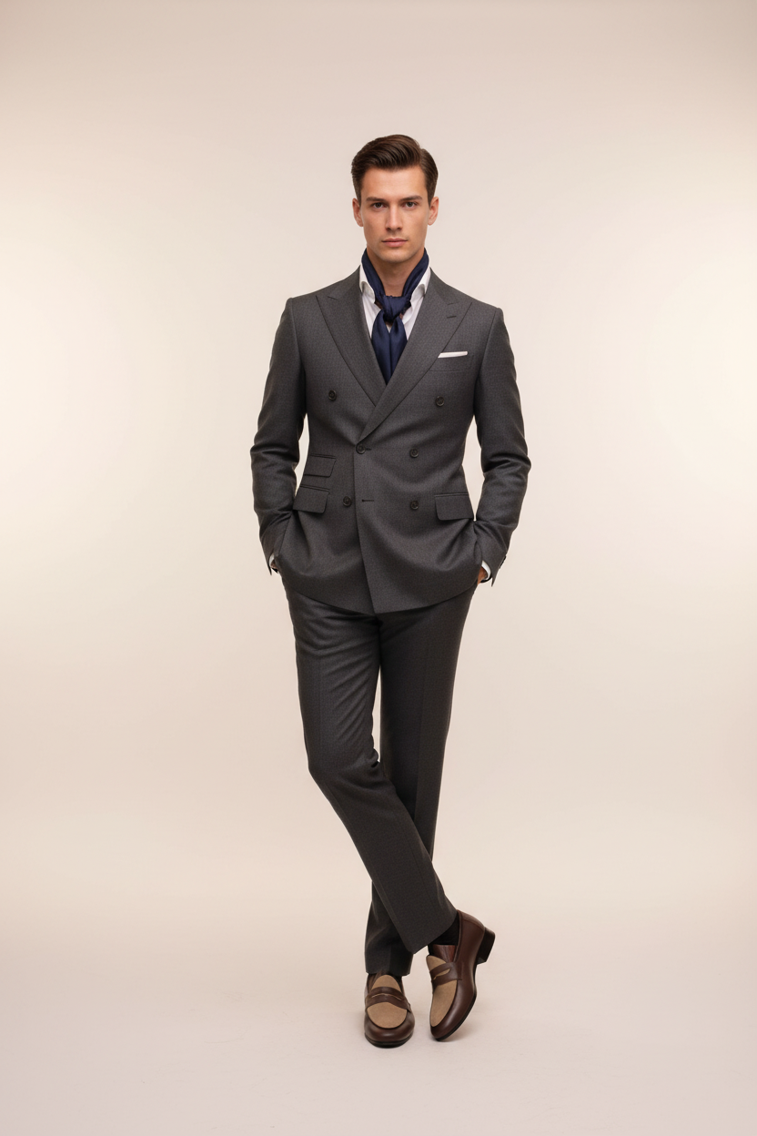 Male model wearing mens leather loafers