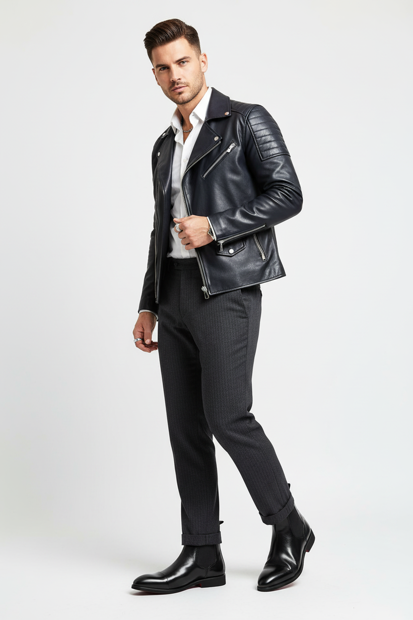 Model wearing PARISIEN Classic Leather Boots - Three-quarter view