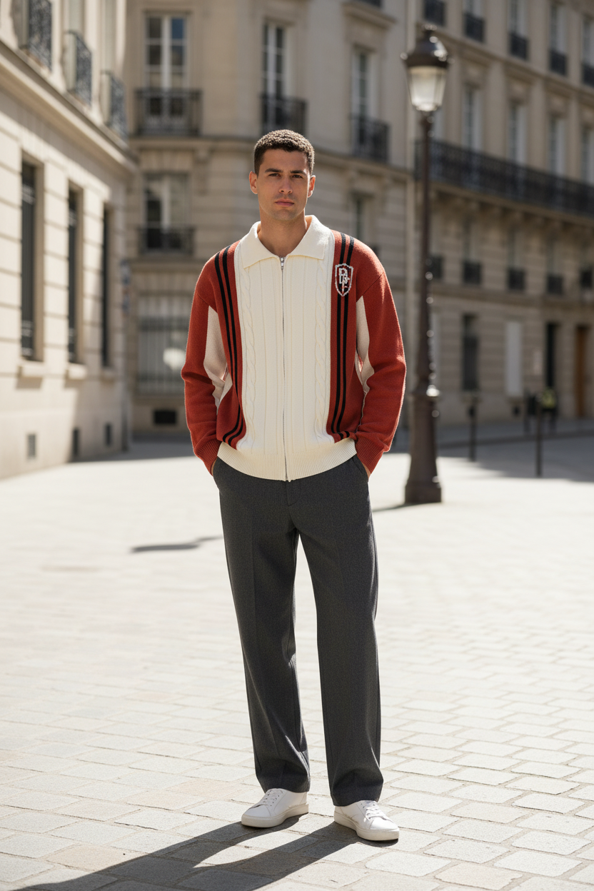 PARISIEN Striped Knit Sweater Full Body