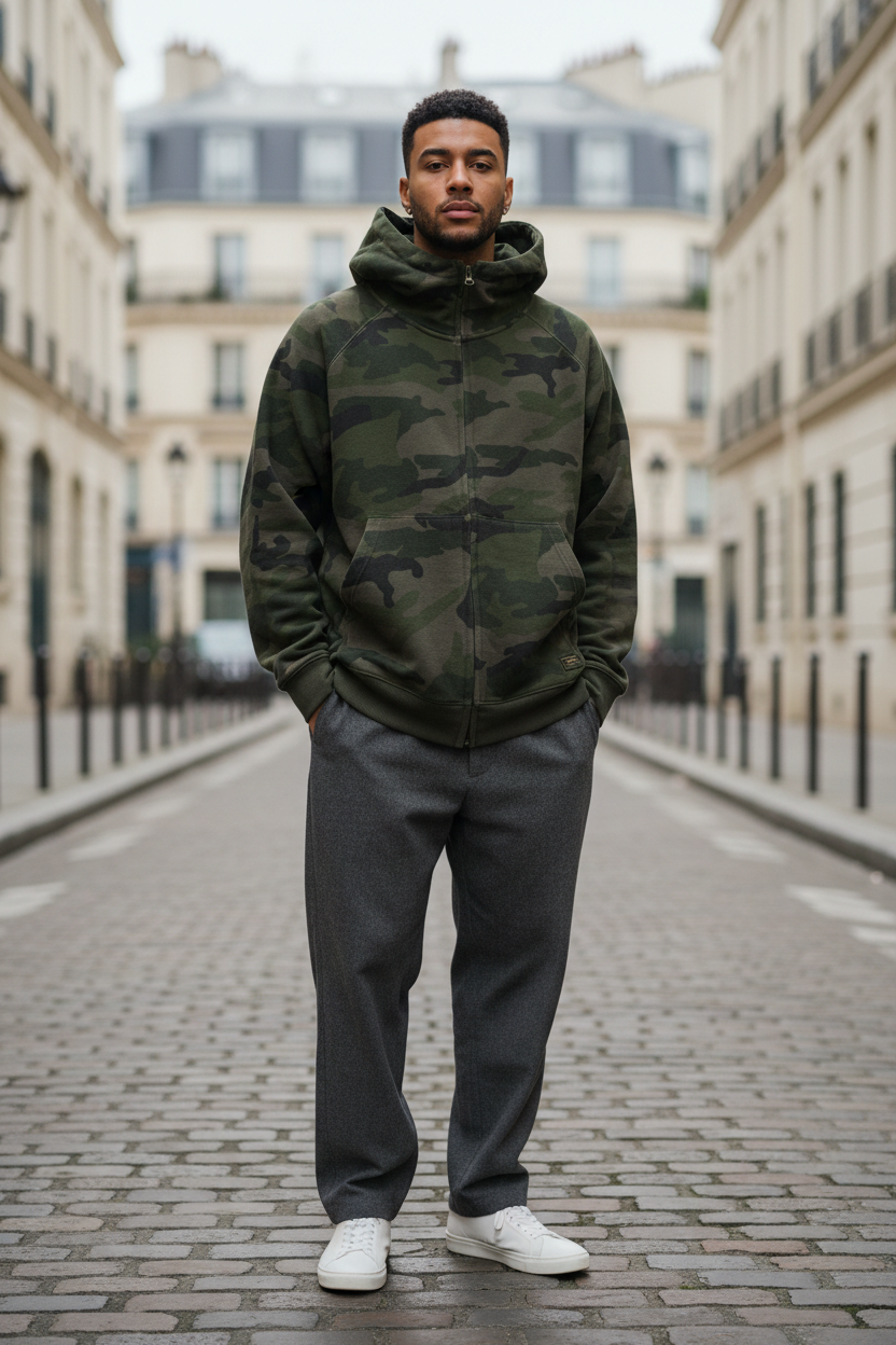 RIVAGE Camouflage Hoodie Full Body